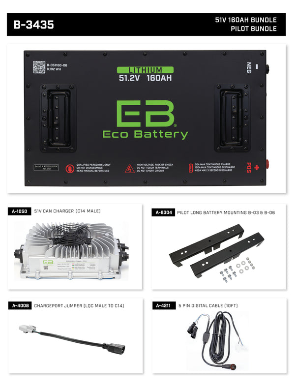 Eco Lithium Battery Complete Bundle for Pilot EV 51.2V 160Ah