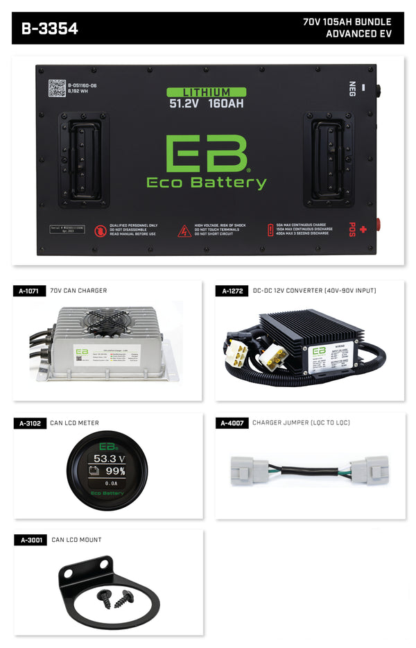 Eco Lithium Battery Complete Bundle for Advanced EV1 70V 105Ah