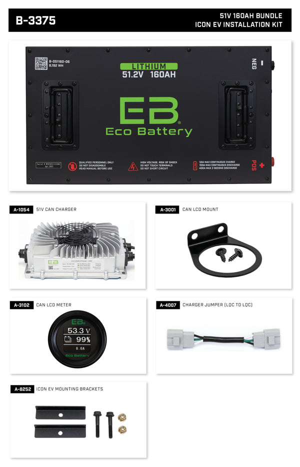 Eco Lithium Battery Complete Bundle for ICON 51.2V 160Ah