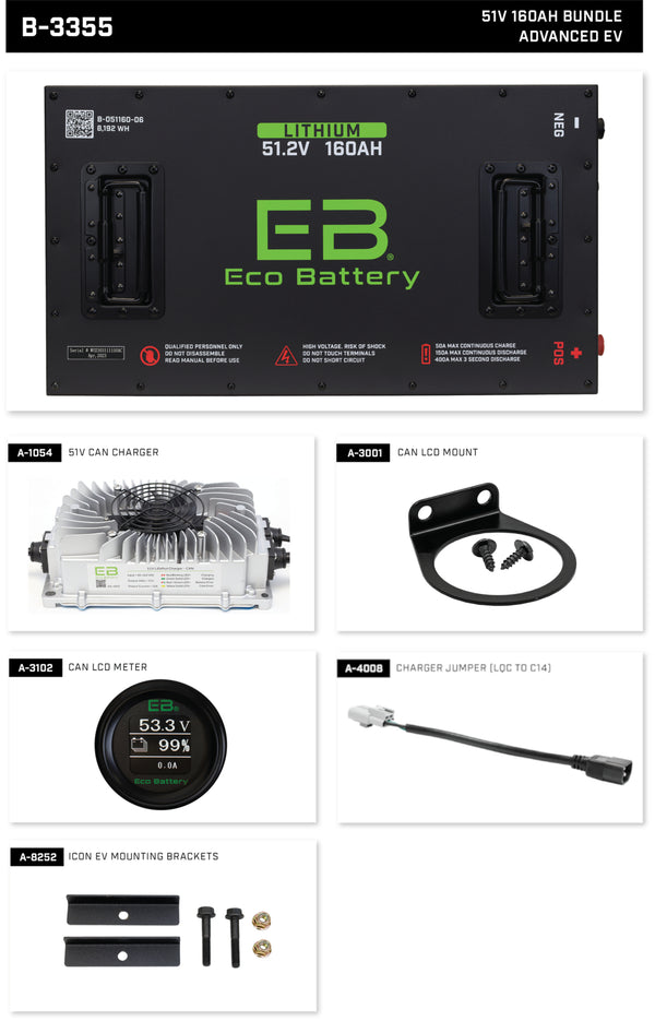 Eco Lithium Battery Complete Bundle for Advanced EV 51.2V 160Ah