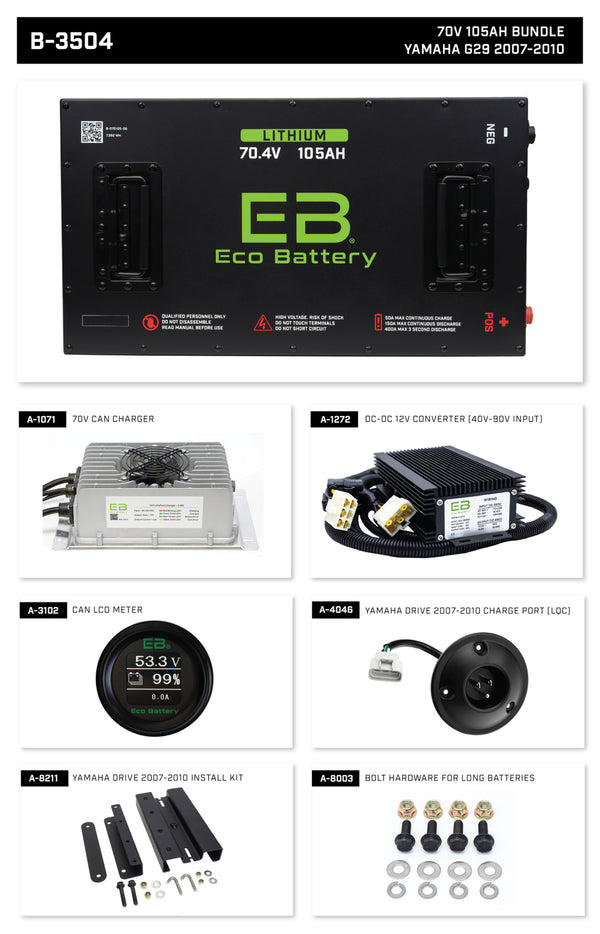 Eco Lithium Battery Complete Bundle for 2007-2010 Yamaha G29/Drive 70V 105Ah