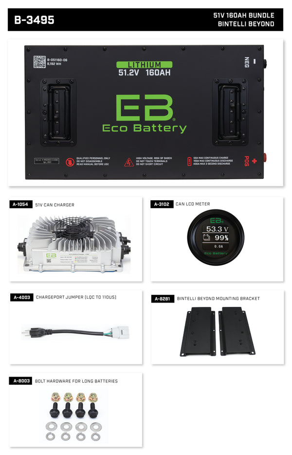 Eco Lithium Battery Complete Bundle for Bintelli Beyond 51.2V 160Ah