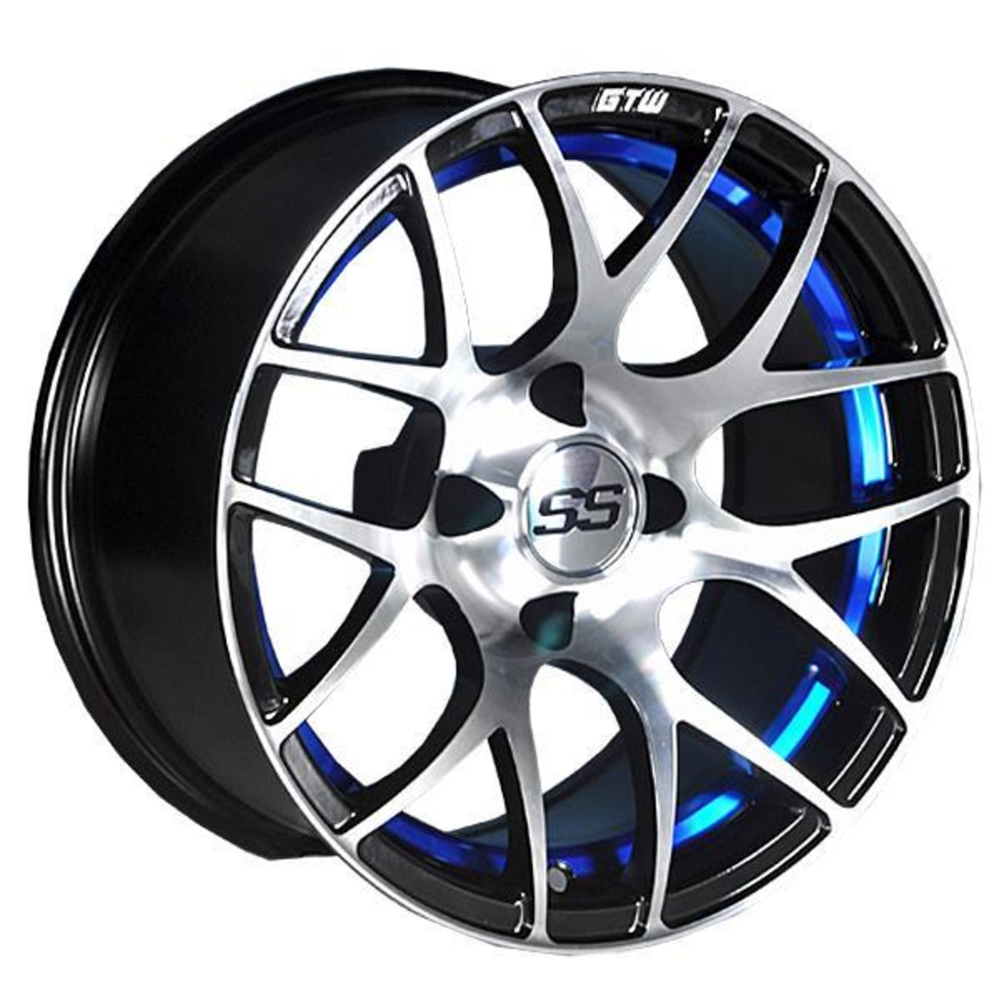 14x7 GTW® Machined/Blue Pursuit Wheel – SoFlo Carts
