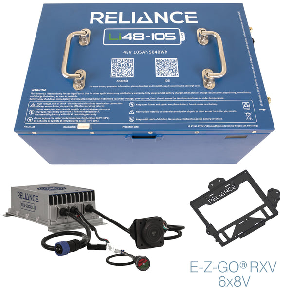 RELIANCE Li48-105 Lithium Battery Kit for EZGO RXV with (x6) 8volt Batteries