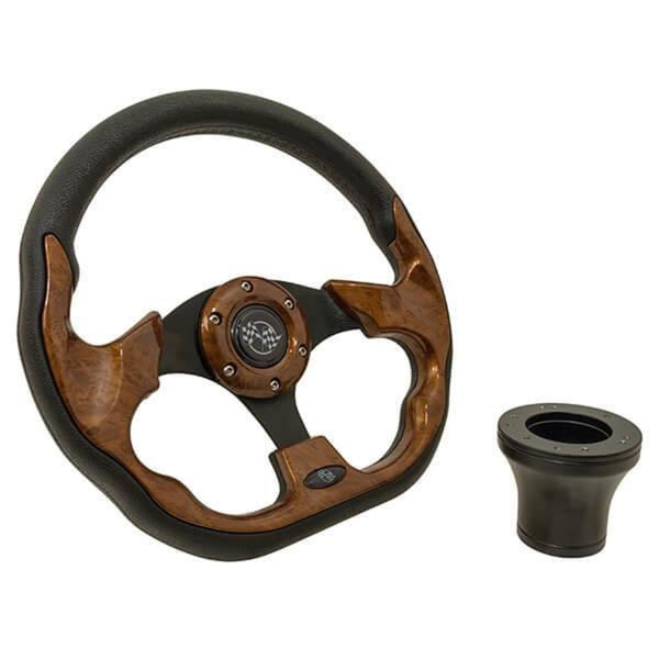 E-Z-GO Woodgrain Racer Steering Wheel Kit 94.5-Up