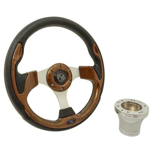 E-Z-GO Woodgrain Rally Steering Wheel Kit 1994.5-Up