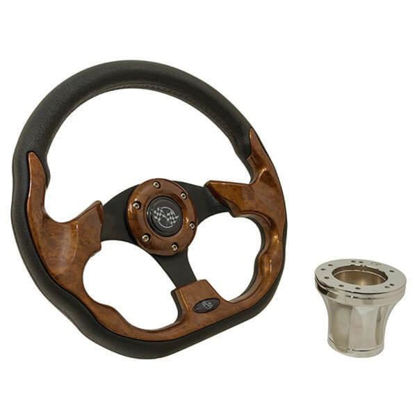 E-Z-GO Woodgrain Racer Steering Wheel Kit 1994.5-Up